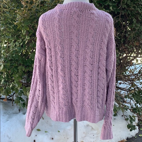 AE Dusty Rose Open Weave Cable Knit Sweater S - Picture 3 of 7